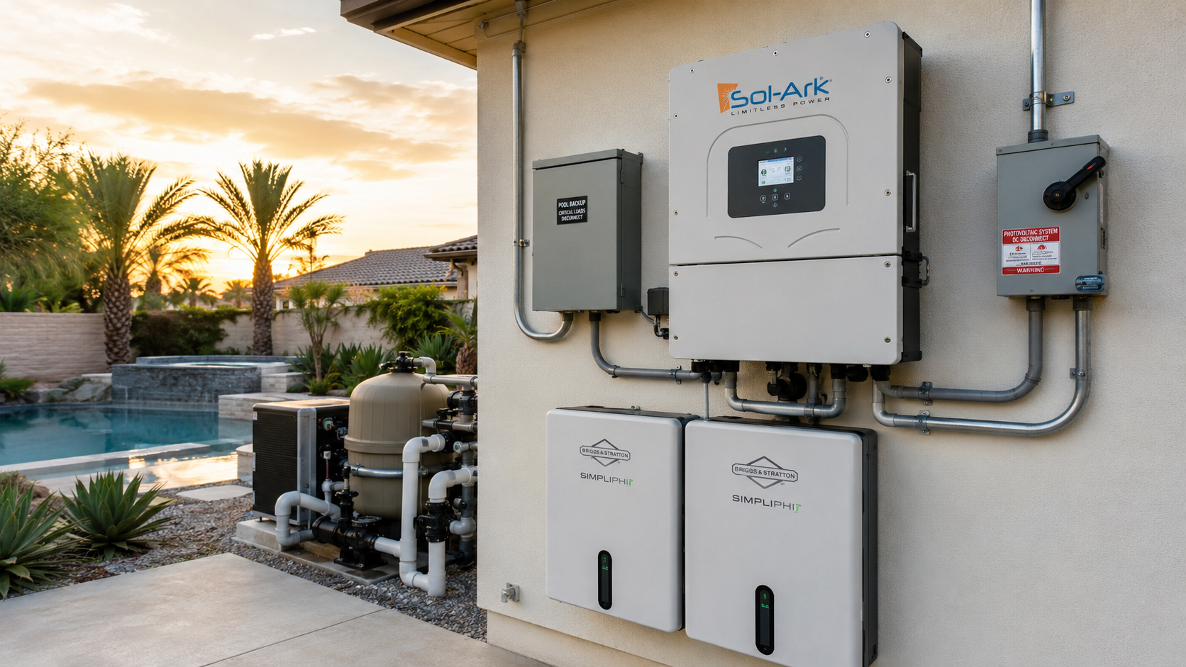 Battery backup for selected backyard pool circuits